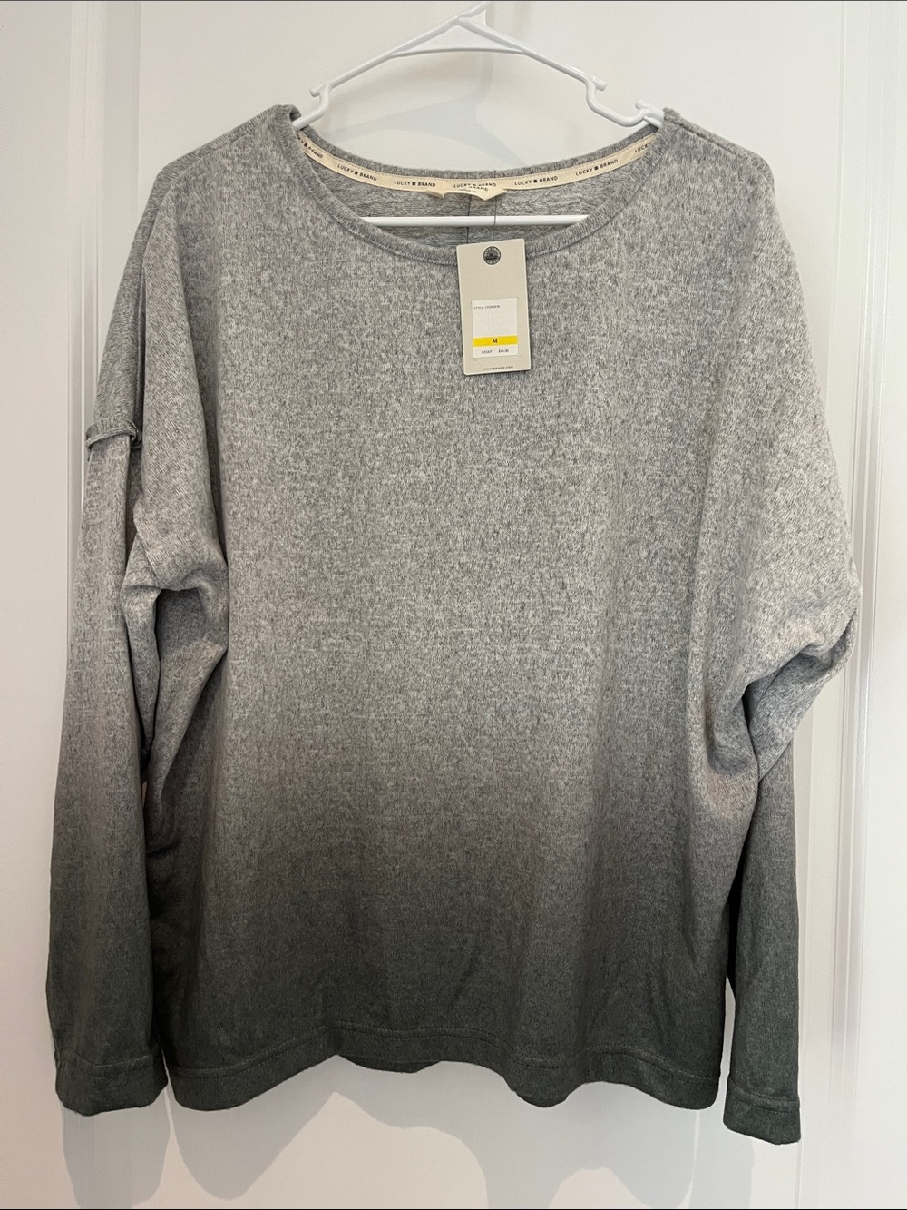 Lucky Brand Light Gray Green Ombre Crewneck Sweater